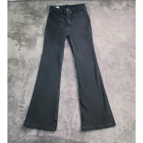 Gap Pants Womens Sz 29 Black 70s Flare High Rise Corduroy Stretch Retro Style C1 - Picture 1 of 10